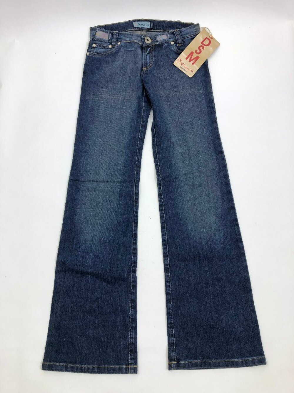 Diesam Jeans Size 29 Flare Legs 5 Pockets Semi Distressed with Patches
